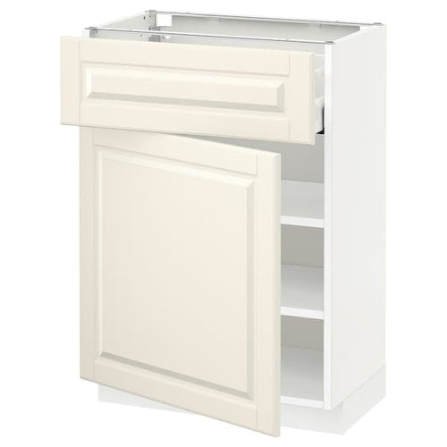 METOD / MAXIMERA - Base cabinet with drawer/door, white/Bodbyn off-white, 60x37 cm