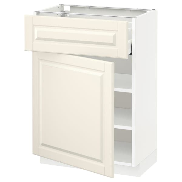 METOD / MAXIMERA - Base cabinet with drawer/door, white/Bodbyn off-white, 60x37 cm