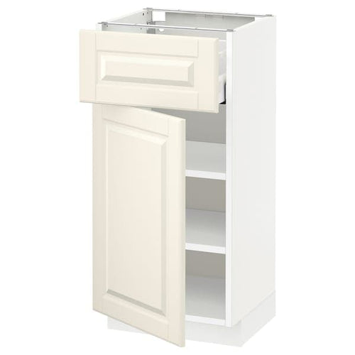 METOD / MAXIMERA - Base cabinet with drawer/door, white/Bodbyn off-white, 40x37 cm