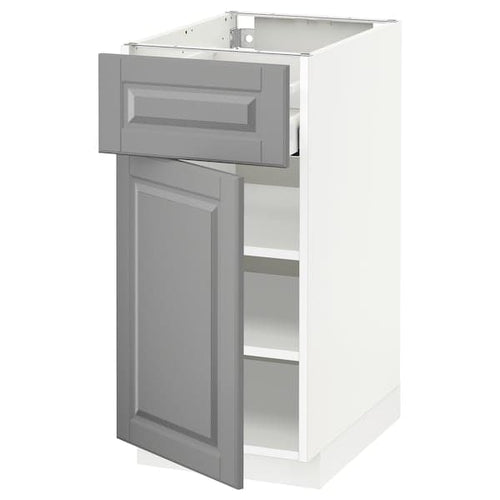 METOD / MAXIMERA - Base cabinet with drawer/door, white/Bodbyn grey, 40x60 cm