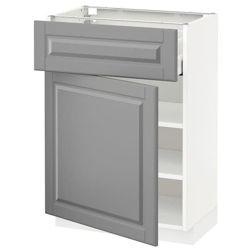 METOD / MAXIMERA - Base cabinet with drawer/door, white/Bodbyn grey, 60x37 cm
