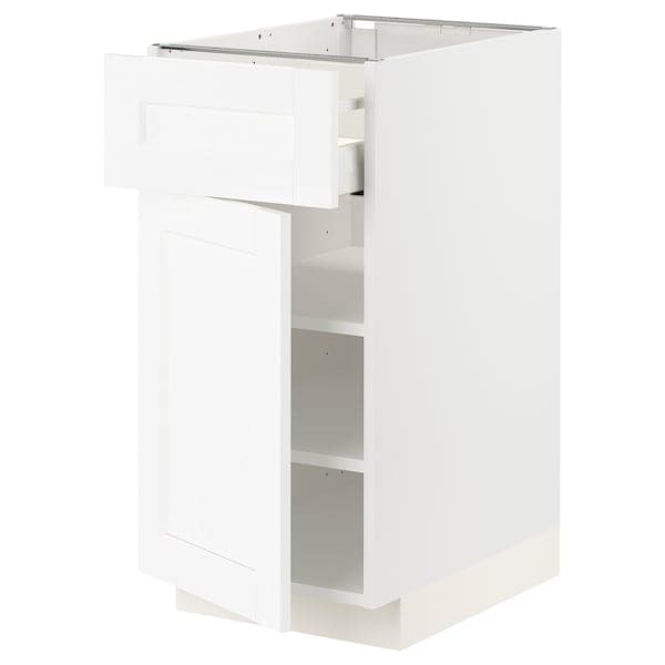 METOD / MAXIMERA - Base cabinet with drawer/door, white Enköping/white wood effect, 40x60 cm - best price from Maltashopper.com 89473294