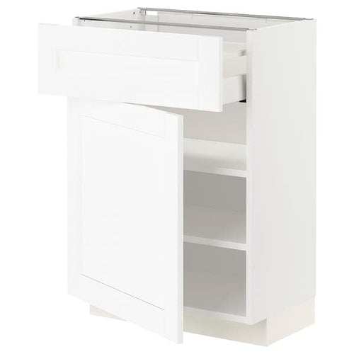 METOD / MAXIMERA - Base cabinet with drawer/door, white Enköping/white wood effect, 60x37 cm
