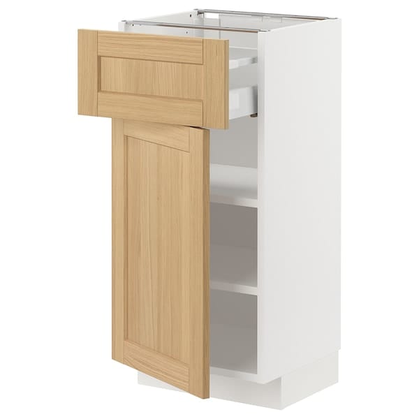 Ikea METOD / MAXIMERA - Base cabinet with drawer/door, white/Forsbacka oak, 40x37 cm