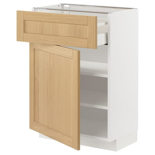 Ikea METOD / MAXIMERA - Base cabinet with drawer/door, white/Forsbacka oak, 60x37 cm