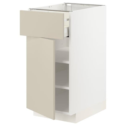 METOD / MAXIMERA base cabinet with drawer/door, white/Havstorp beige, 40x60 cm