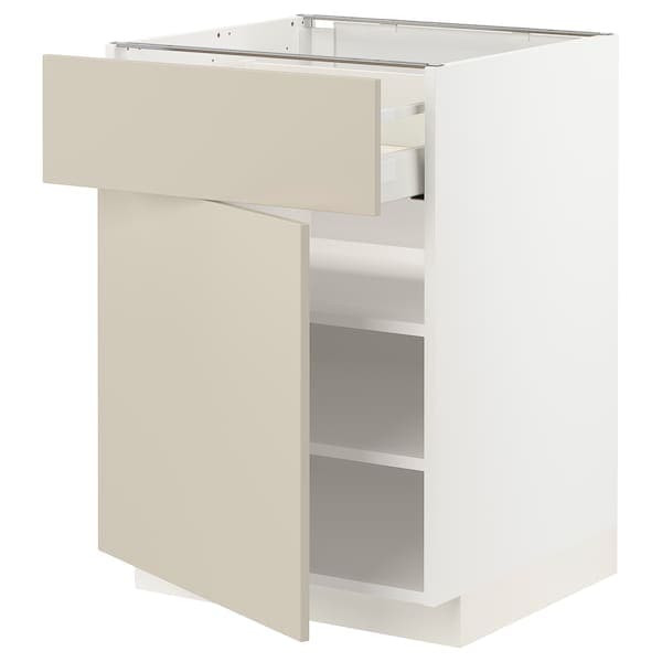 METOD / MAXIMERA - Base cabinet with drawer/door, white/Havstorp beige, 60x60 cm - best price from Maltashopper.com 89504083