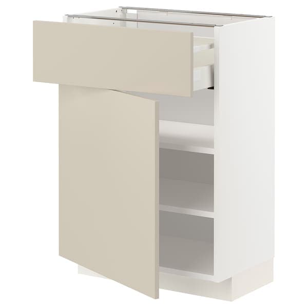Ikea METOD / MAXIMERA - Base cabinet with drawer/door, white/Havstorp beige ,