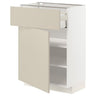 METOD / MAXIMERA base cabinet with drawer/door, white/Havstorp beige, 60x37 cm