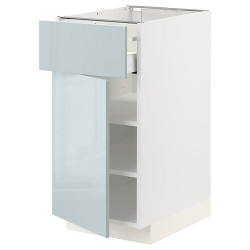 METOD / MAXIMERA - Base cabinet with drawer/door, white/Kallarp light grey-blue, 40x60 cm
