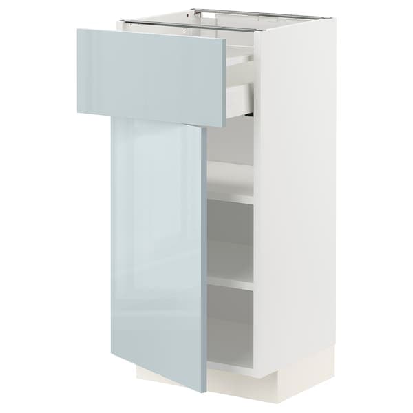 METOD / MAXIMERA - Base cabinet with drawer/door, white/Kallarp light grey-blue , 40x37 cm - best price from Maltashopper.com 69479678