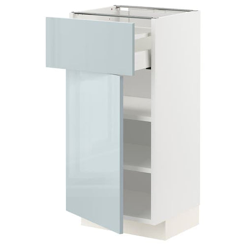 METOD / MAXIMERA - Base cabinet with drawer/door, white/Kallarp light grey-blue , 40x37 cm
