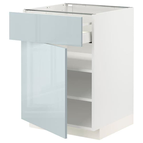 METOD / MAXIMERA - Base cabinet with drawer/door, white/Kallarp light grey-blue, 60x60 cm