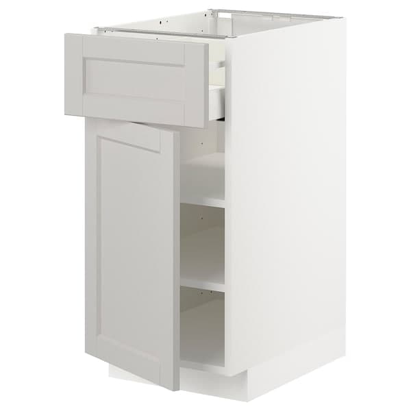 METOD / MAXIMERA - Base cabinet with drawer/door, white/Lerhyttan light grey, 40x60 cm - best price from Maltashopper.com 99457774