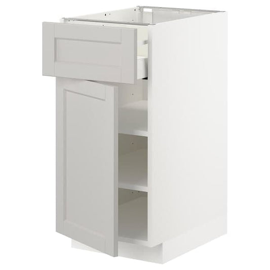 Ikea METOD / MAXIMERA - Base cabinet with drawer/door, white/Lerhyttan light grey, 40x60 cm