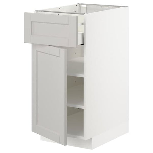 METOD / MAXIMERA - Base cabinet with drawer/door, white/Lerhyttan light grey, 40x60 cm