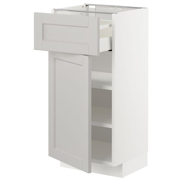 Ikea METOD / MAXIMERA - Base cabinet with drawer/door, white/Lerhyttan light grey, 40x37 cm