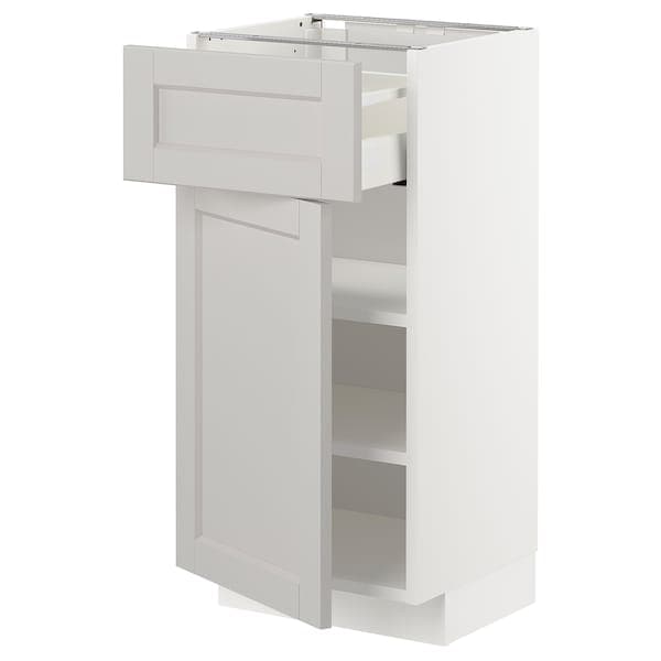 METOD / MAXIMERA - Base cabinet with drawer/door, white/Lerhyttan light grey, 40x37 cm