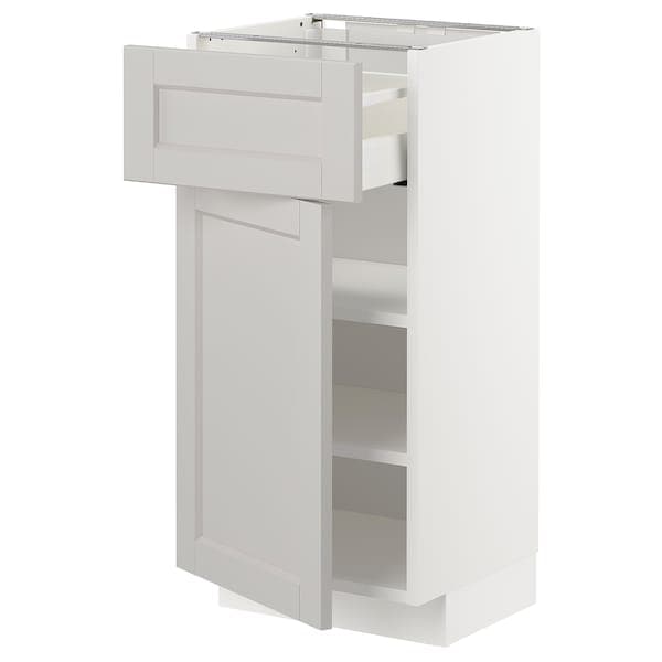 Ikea METOD / MAXIMERA - Base cabinet with drawer/door, white/Lerhyttan light grey, 40x37 cm