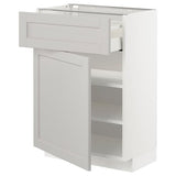METOD / MAXIMERA base cabinet with drawer/door, white/Lerhyttan light grey, 60x37 cm