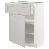 METOD / MAXIMERA - Base cabinet with drawer/door, white/Lerhyttan light grey, 60x37 cm - best price from Maltashopper.com 39463872