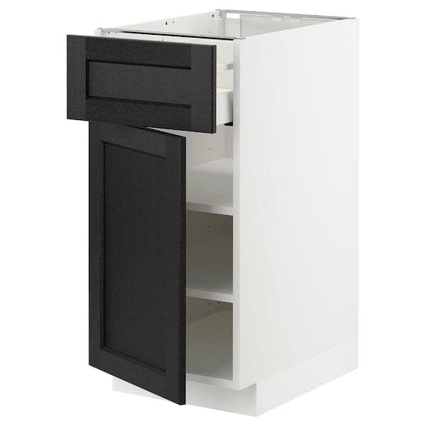 METOD / MAXIMERA - Base cabinet with drawer/door, white/Lerhyttan black stained , 40x60 cm - best price from Maltashopper.com 49467313