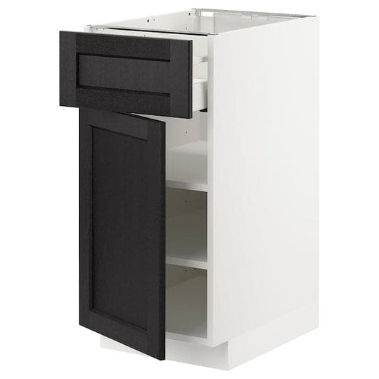 Ikea METOD / MAXIMERA - Base cabinet with drawer/door, white/Lerhyttan black stained , 40x60 cm