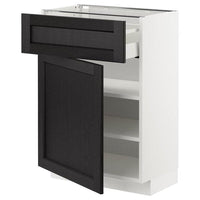 METOD / MAXIMERA - Base cabinet with drawer/door, white/Lerhyttan black stained , 60x37 cm - best price from Maltashopper.com 79455200