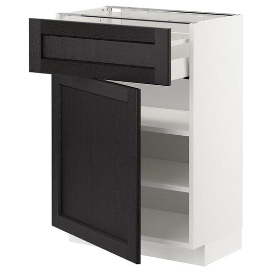 Ikea METOD / MAXIMERA - Base cabinet with drawer/door, white/Lerhyttan black stained , 60x37 cm