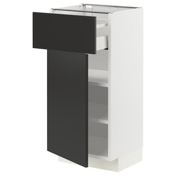 METOD / MAXIMERA - Base cabinet with drawer/door, white/Nickebo matt anthracite , 40x37 cm - best price from Maltashopper.com 49498319