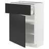 METOD / MAXIMERA base cabinet with drawer/door, white/Nickebo matt anthracite, 60x37 cm