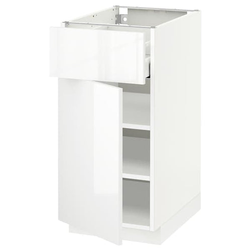 METOD / MAXIMERA - Base cabinet with drawer/door, white/Ringhult white, 40x60 cm