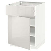 METOD / MAXIMERA - Base cabinet with drawer/door, white/Ringhult light grey, 60x60 cm - best price from Maltashopper.com 89464015
