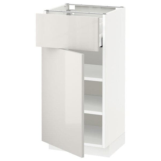 METOD / MAXIMERA - Base cabinet with drawer/door, white/Ringhult light grey, 40x37 cm - best price from Maltashopper.com 59468741