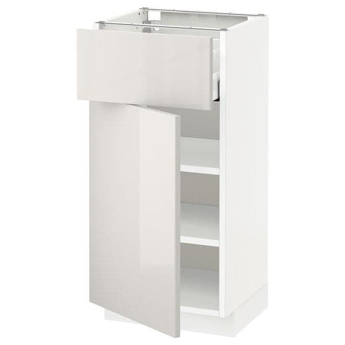 METOD / MAXIMERA - Base cabinet with drawer/door, white/Ringhult light grey, 40x37 cm