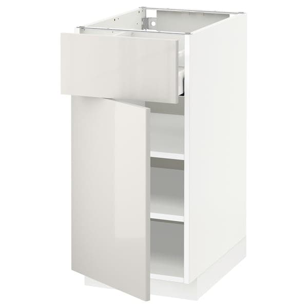 Ikea METOD / MAXIMERA - Base cabinet with drawer/door, white/Ringhult light grey, 40x60 cm