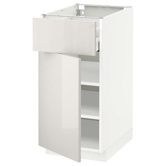Ikea METOD / MAXIMERA - Base cabinet with drawer/door, white/Ringhult light grey, 40x60 cm