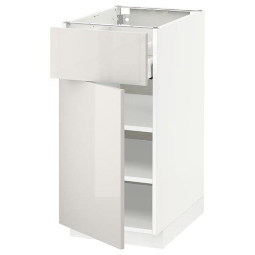 METOD / MAXIMERA - Base cabinet with drawer/door, white/Ringhult light grey, 40x60 cm