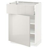 METOD / MAXIMERA base cabinet with drawer/door, white/Ringhult light grey, 60x37 cm