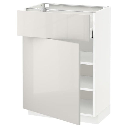 Ikea METOD / MAXIMERA - Base cabinet with drawer/door, white/Ringhult light grey, 60x37 cm
