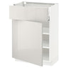 METOD / MAXIMERA base cabinet with drawer/door, white/Ringhult light grey, 60x37 cm