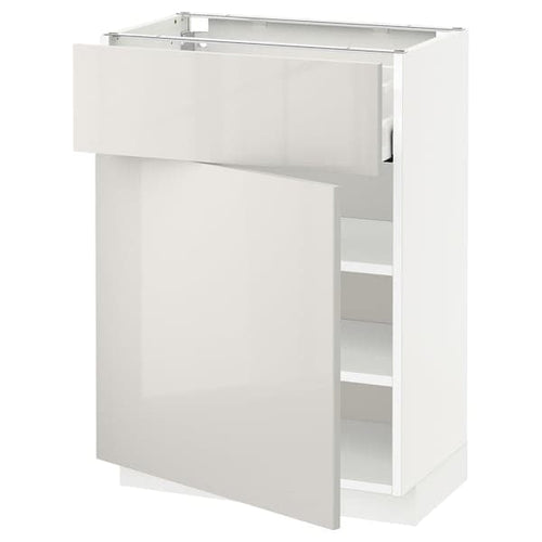 METOD / MAXIMERA - Base cabinet with drawer/door, white/Ringhult light grey, 60x37 cm