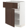 METOD / MAXIMERA base cabinet with drawer/door, white/Sinarp brown, 60x37 cm
