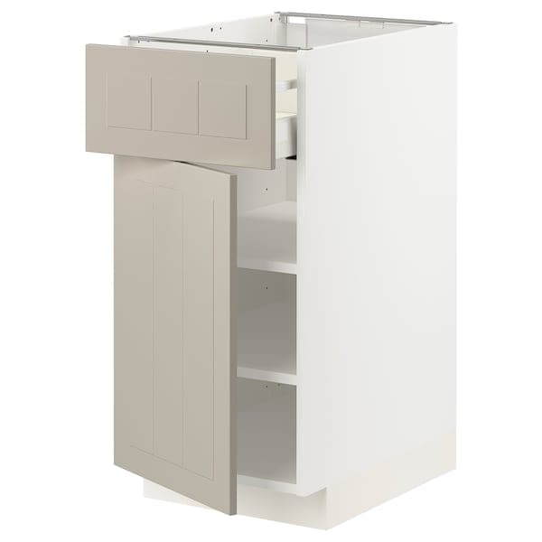 METOD / MAXIMERA - Base cabinet with drawer/door, white/Stensund beige, 40x60 cm - best price from Maltashopper.com 19464801