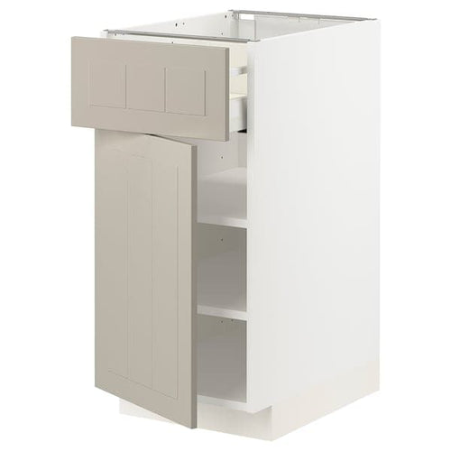 METOD / MAXIMERA - Base cabinet with drawer/door, white/Stensund beige, 40x60 cm