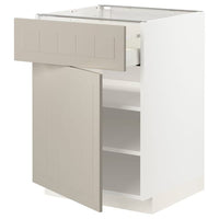 METOD / MAXIMERA - Base cabinet with drawer/door, white/Stensund beige, 60x60 cm - best price from Maltashopper.com 99454596