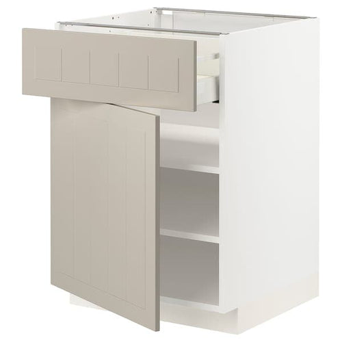 METOD / MAXIMERA - Base cabinet with drawer/door, white/Stensund beige, 60x60 cm