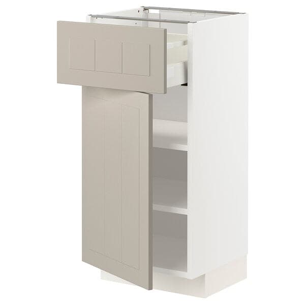 METOD / MAXIMERA - Base cabinet with drawer/door, white/Stensund beige, 40x37 cm - best price from Maltashopper.com 39454354