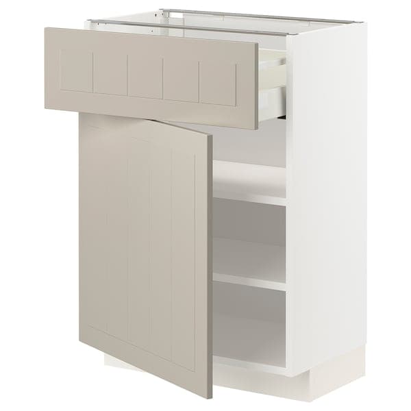 Ikea METOD / MAXIMERA - Base cabinet with drawer/door, white/Stensund beige, 60x37 cm