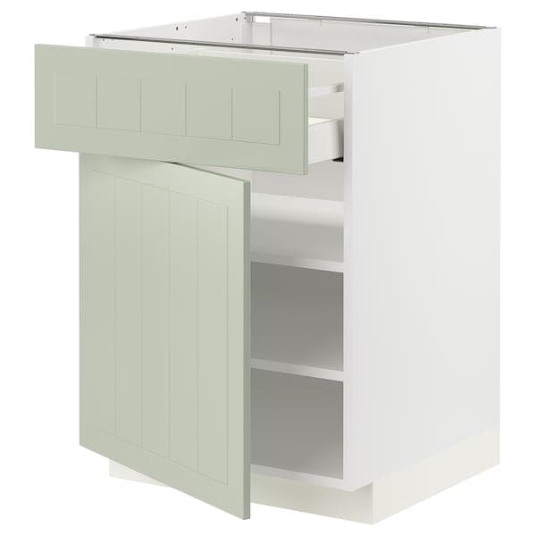 METOD / MAXIMERA - Base cabinet with drawer/door, white/Stensund light green, 60x60 cm - best price from Maltashopper.com 89486606
